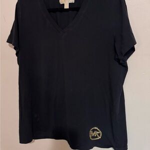 Michael Kors Black Top with Gold Studded Logo | XL